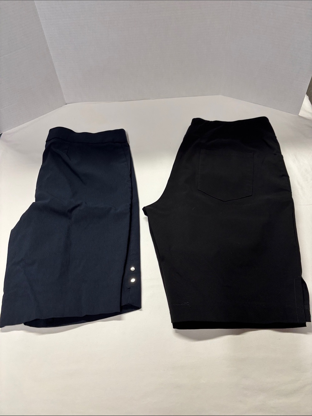 Lot of 2.  Women’s Black and Navy Bermuda Shorts - Classic Stretch Comfort